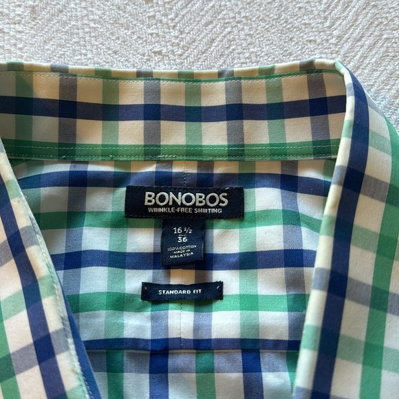 Bonobos Men’s Long Sleeve 100% Cotton Plaid Wrinkle Free Button Down‎ Shirt - Picture 5 of 10